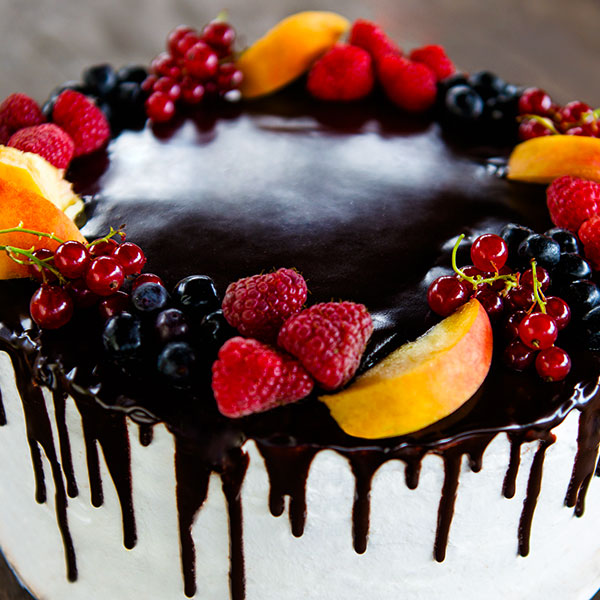 Chocolate Fruit Drip Cake